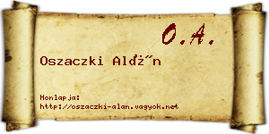 Oszaczki Alán névjegykártya
